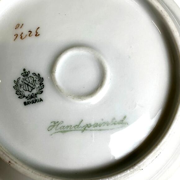 PT Bavarian Porcelain Vintage Hand Painted 7" Serving Bowl Sweet Peas Gold Trim - Picture 6 of 6